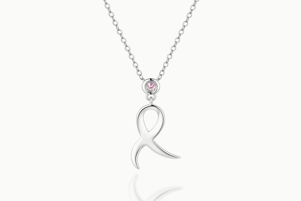 Back view of the Divine Curve sterling silver curved pendant and chain