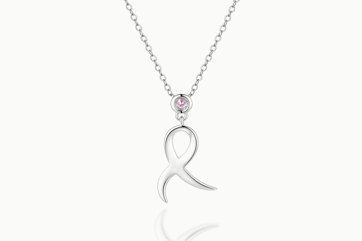 Back view of the Divine Curve sterling silver curved pendant and chain