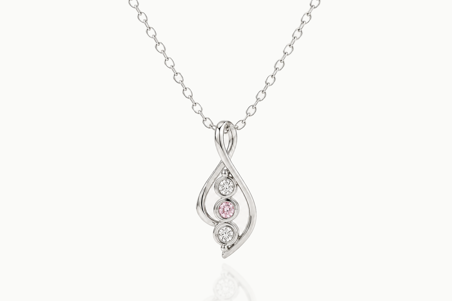 Back view of the Three-Drop sterling silver pendant and chain