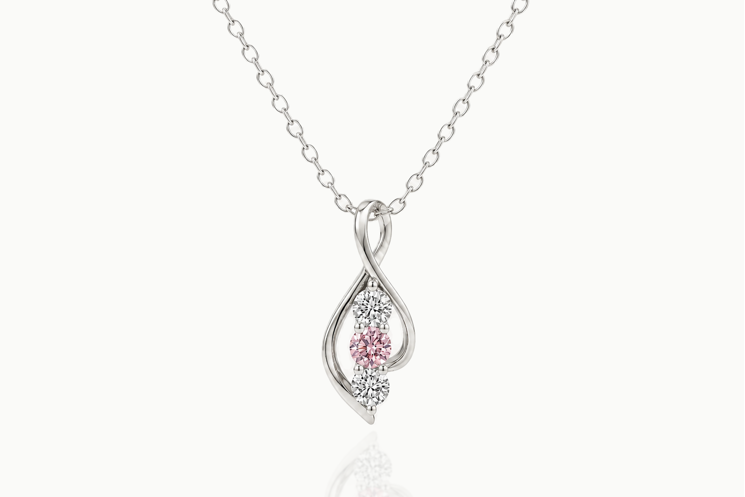 Front view of the Three-Drop 925 sterling silver necklace with green and white stones