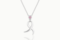Front view of the Divine Curve 925 sterling silver curved bar necklace