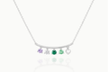 Front view of the Lucky Gems 925 sterling silver necklace with multicolor stones